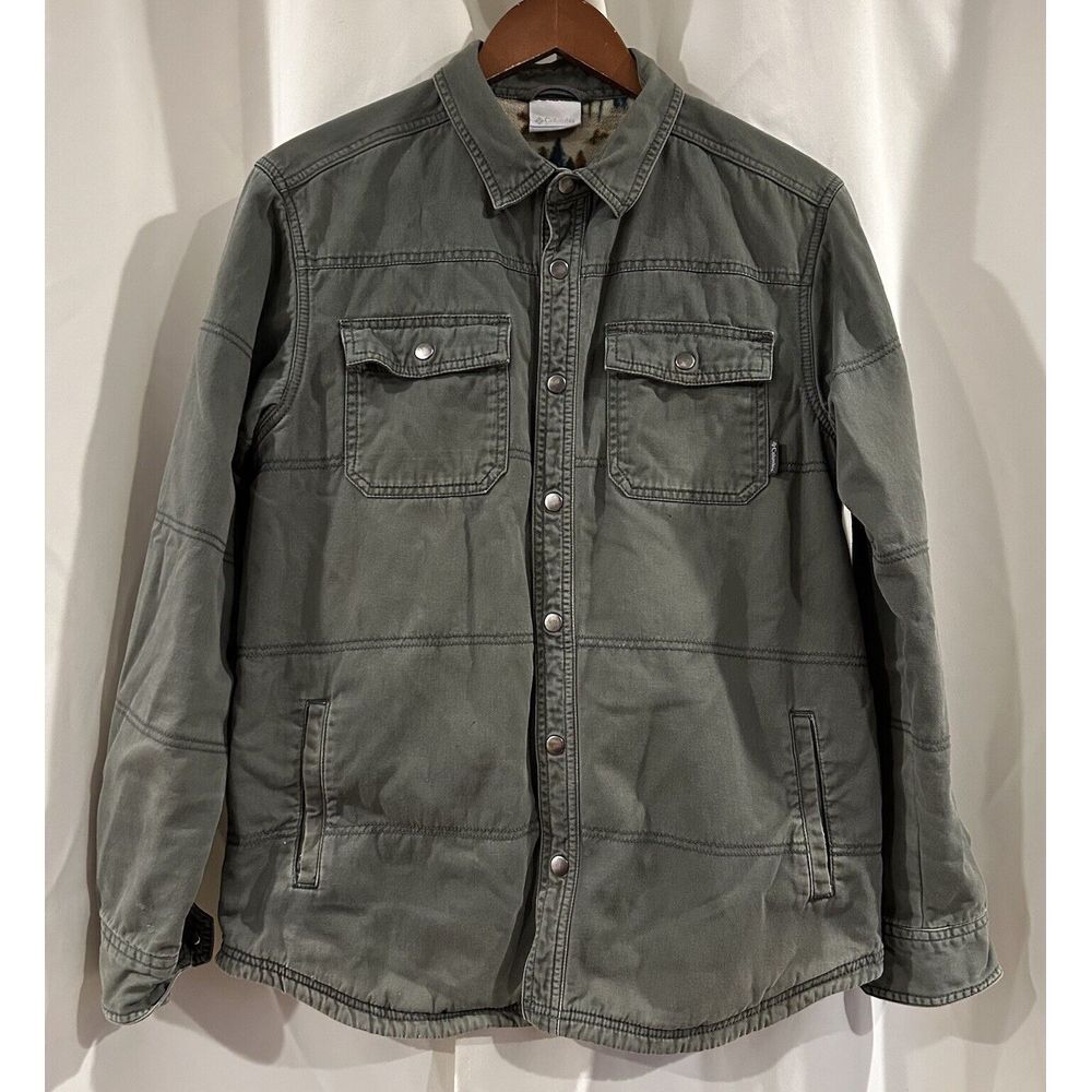 Columbia Western Print Fleece Lined Army Green Shacket Size‎ Medium